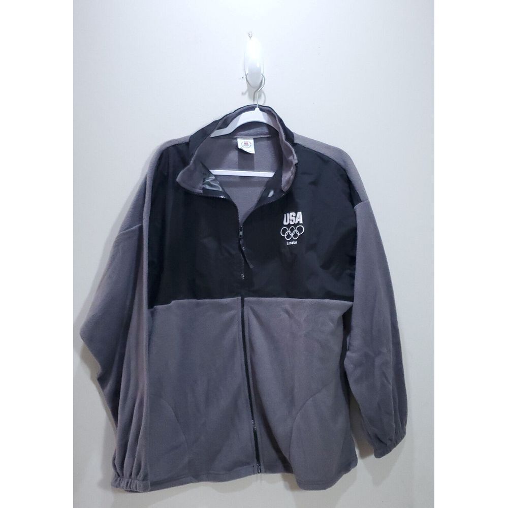 Team Usa Jacket Mens XLarge Long Sleeve Gray Full Zip Windbreaker Olympics Sport